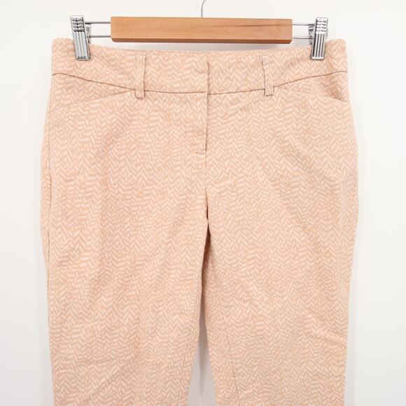 Kenar Pants Beige Cream Geometric Pattern Trousers Straight Leg Ankle Mid Rise 4 - Picture 2 of 10